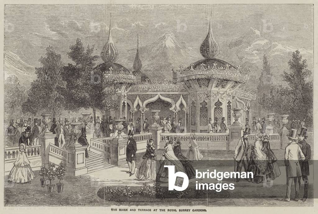 The Kiosk and Terrace at the Royal Surrey Gardens (engraving)