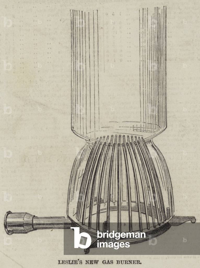 Leslie's New Patent Ethereal Gas Burner (engraving)