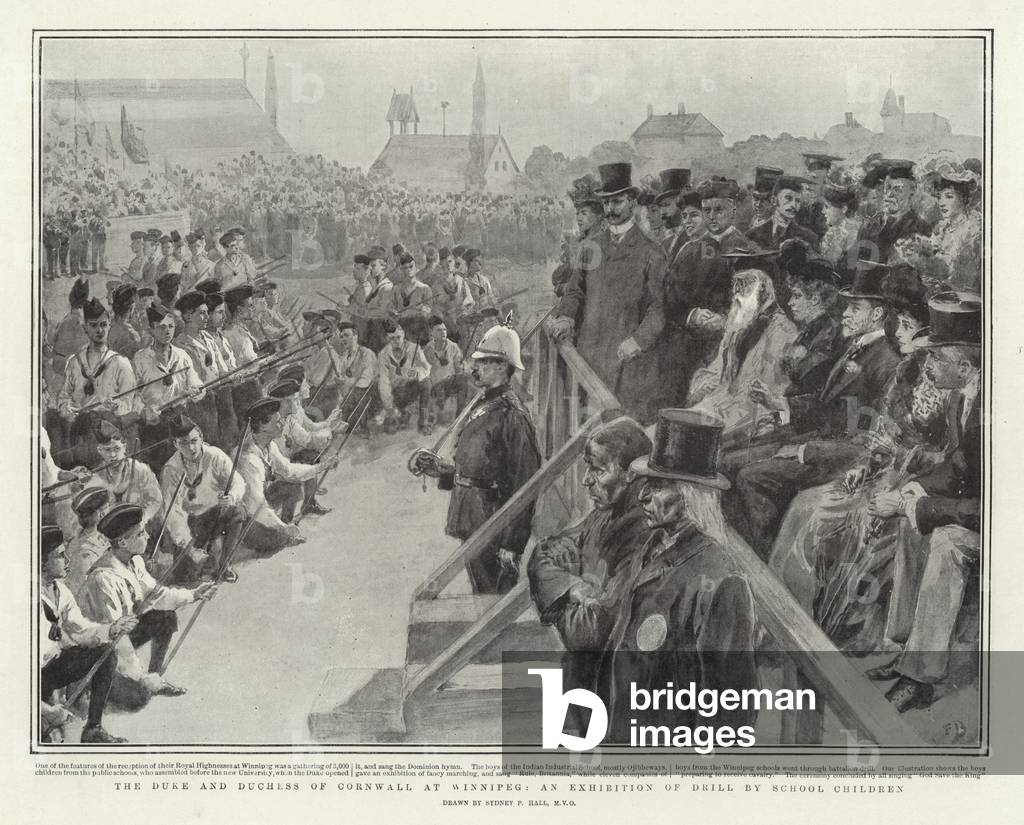 The Duke and Duchess of Cornwall at Winnipeg, an Exhibition of Drill by School Children (litho)