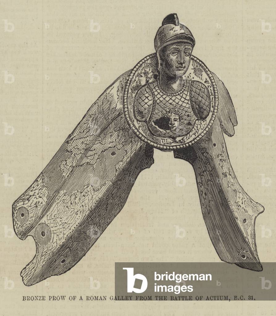 Bronze Prow of a Roman Galley from the Battle of Actium, BC 31 (engraving)