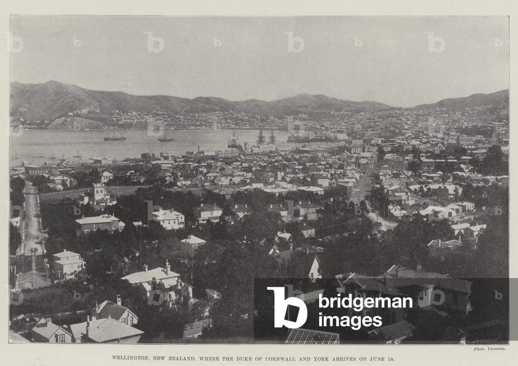 Wellington, New Zealand, where the Duke of Cornwall and York arrives on 18 June (b/w photo)