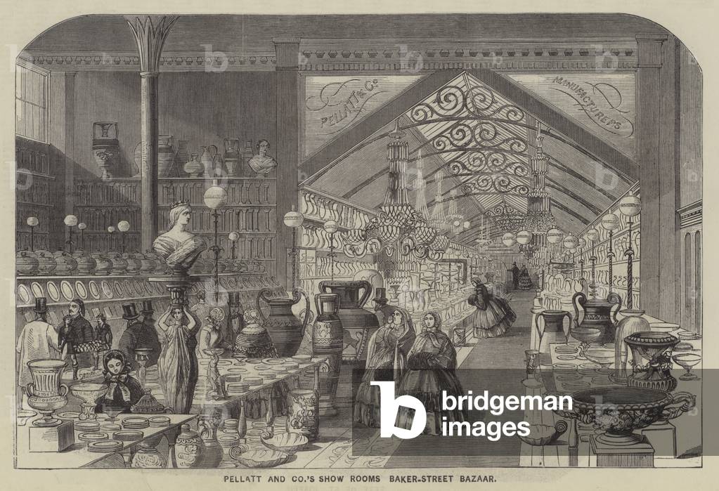 Pellatt and Co's Show Rooms, Baker-Street Bazaar (engraving)