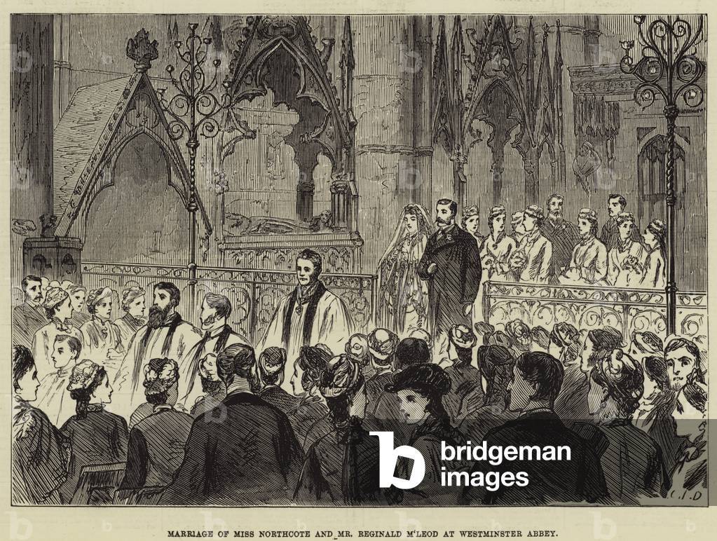 Marriage of Miss Northcote and Mr Reginald M'Leod at Westminster Abbey (engraving)