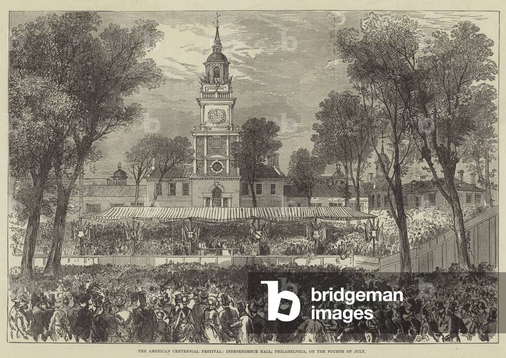 The American Centennial Festival, Independence Hall, Philadelphia, On the Fourth of July (engraving)