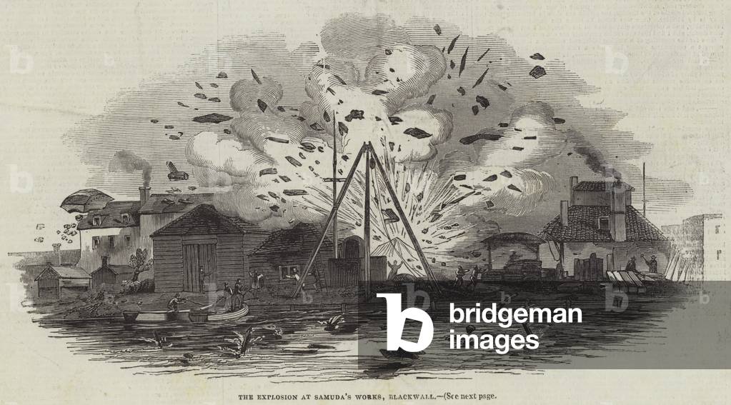 The Explosion at Samuda's Works, Blackwall (engraving)