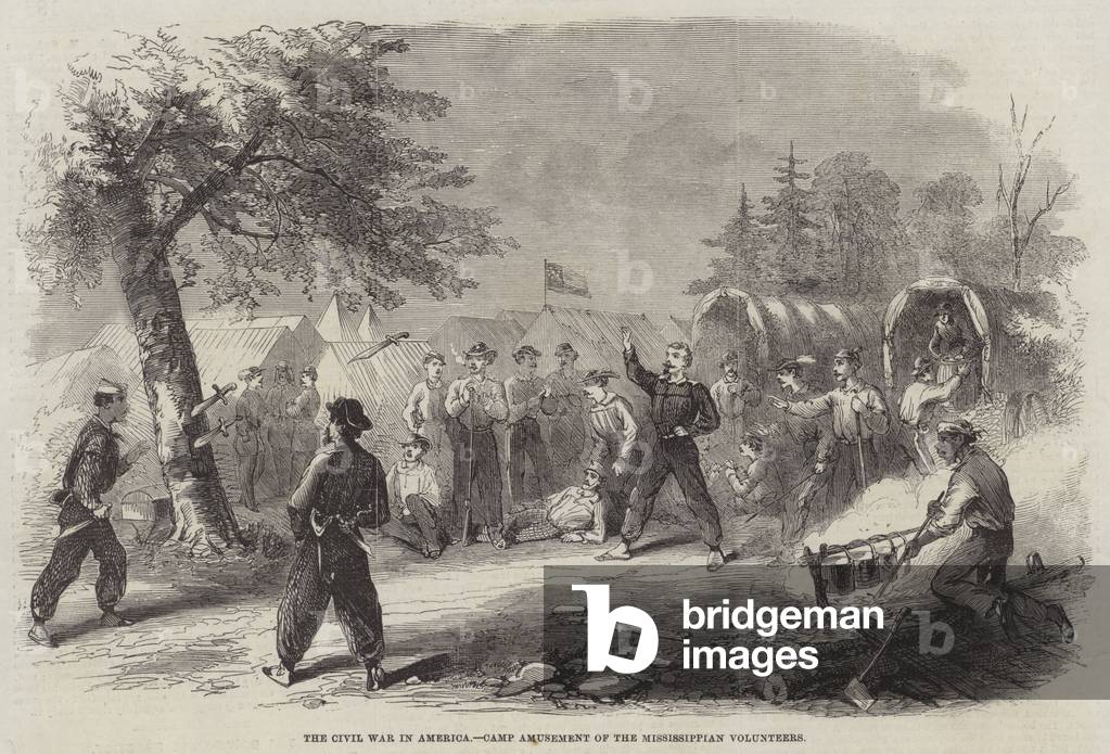 The Civil War in America, Camp Amusement of the Mississippian Volunteers (engraving)