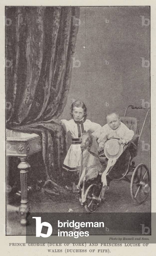 Prince George (Duke of York) and Princess Louise of Wales (Duchess of Fife) (b/w photo)