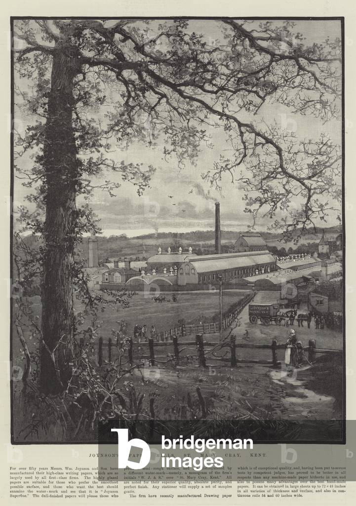 Advertisement, Joynson's Paper Mills, St Mary Cray, Kent (engraving)
