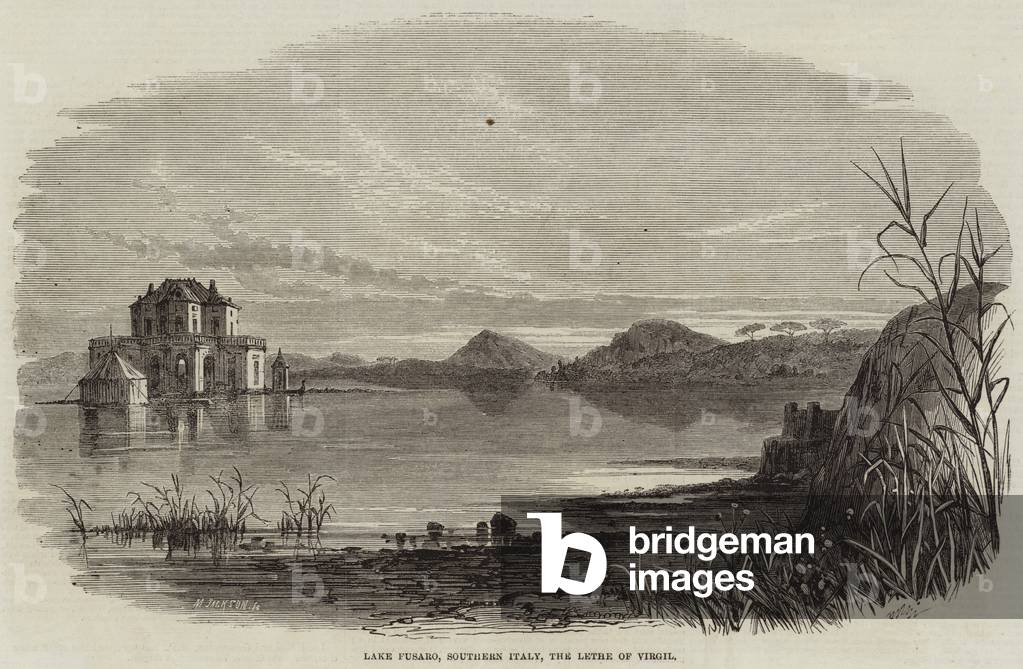 Lake Fusaro, Southern Italy, the Lethe of Virgil (engraving)