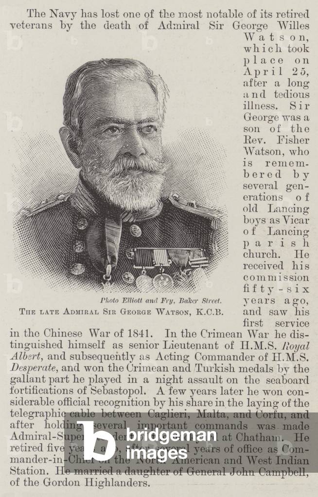 The late Admiral Sir George Watson, KCB (engraving)
