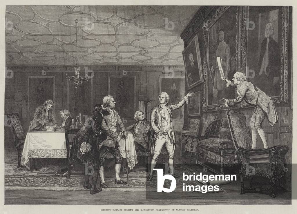 Charles Surface selling his Ancestors' Portraits (engraving)