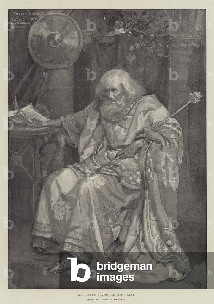Mr Henry Irving as King Lear (litho)
