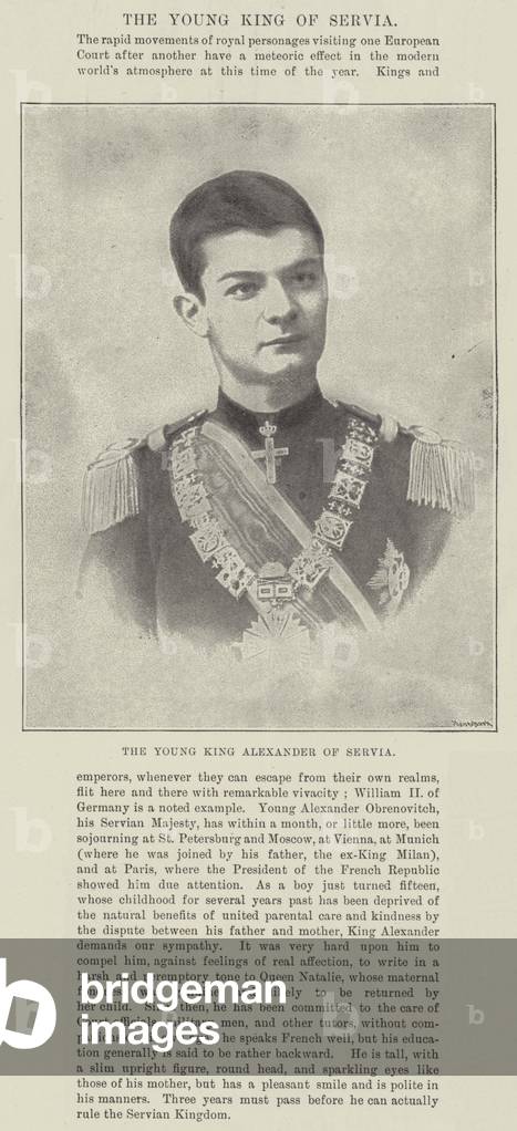 The Young King Alexander of Servia (b/w photo)