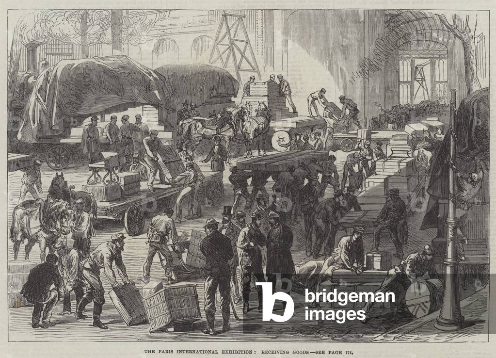 The Paris International Exhibition, receiving Goods (engraving)