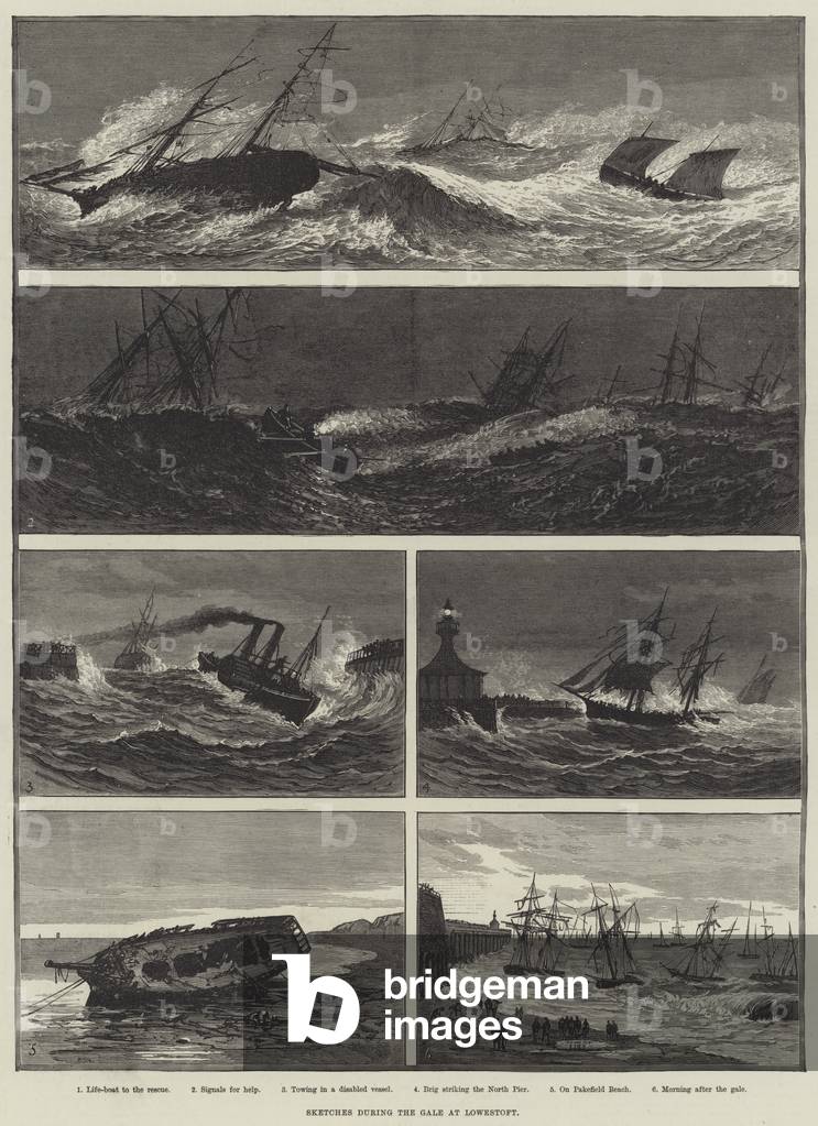 Sketches during the Gale at Lowestoft (engraving)