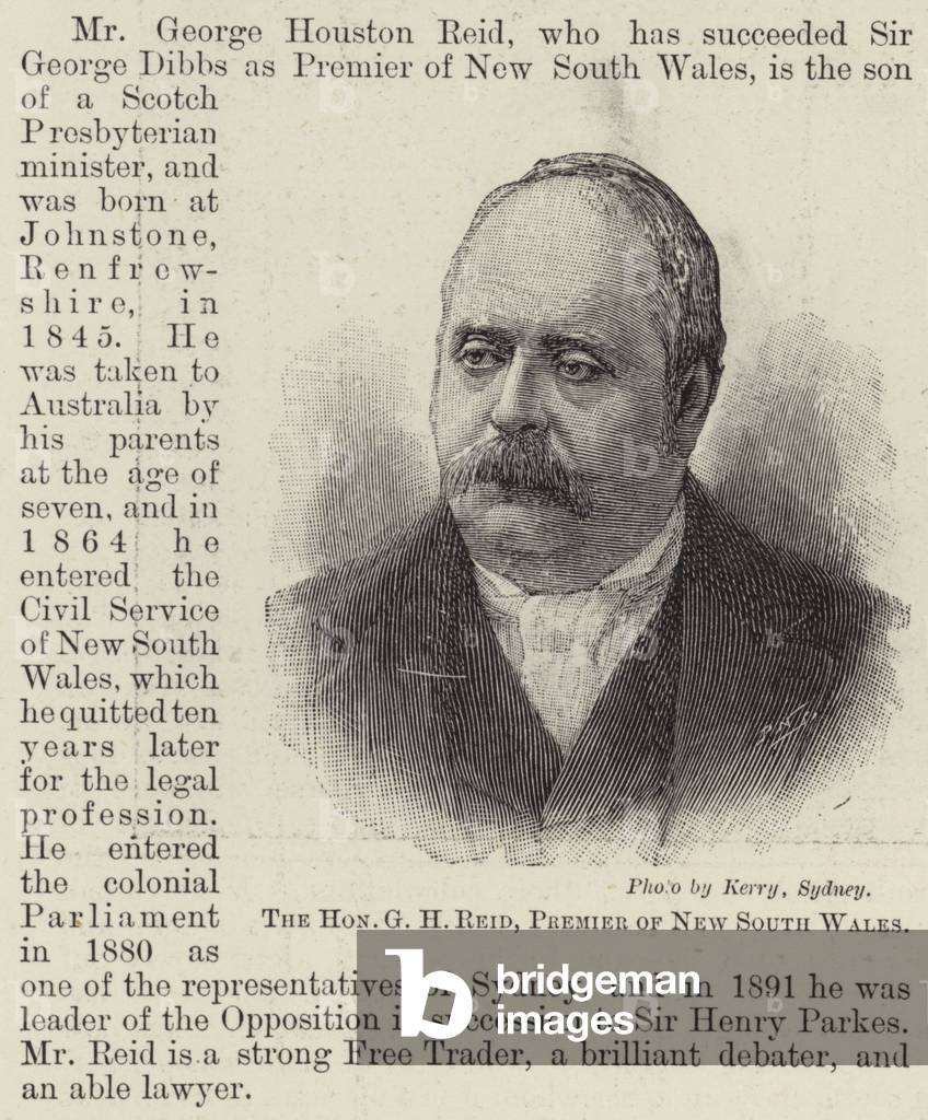 The Honourable G H Reid, Premier of New South Wales (engraving)