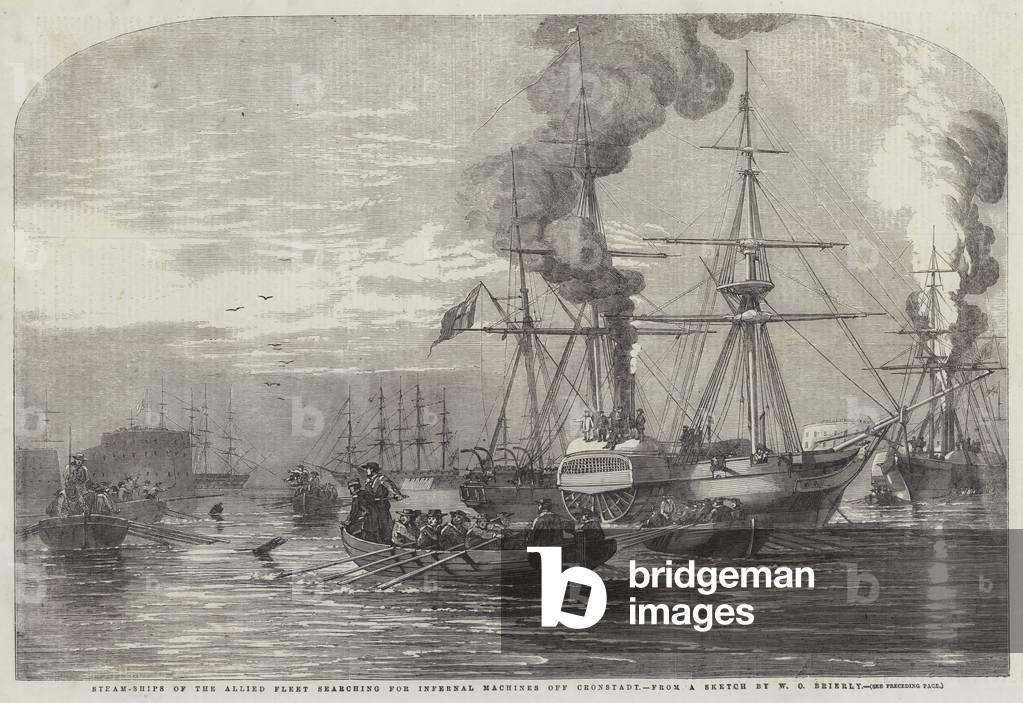 Steam-Ships of the Allied Fleet searching for Infernal Machines off Cronstadt (engraving)