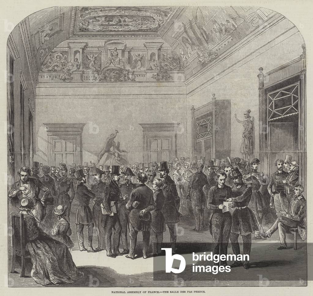 National Assembly of France, the Salle des Perdus (engraving)
