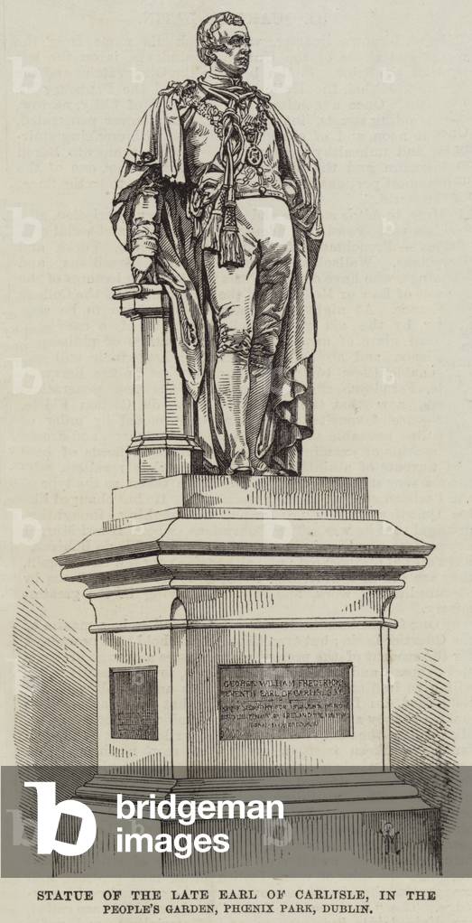 Statue of the Late Earl of Carlisle, in the People's Garden, Phoenix Park, Dublin (engraving)