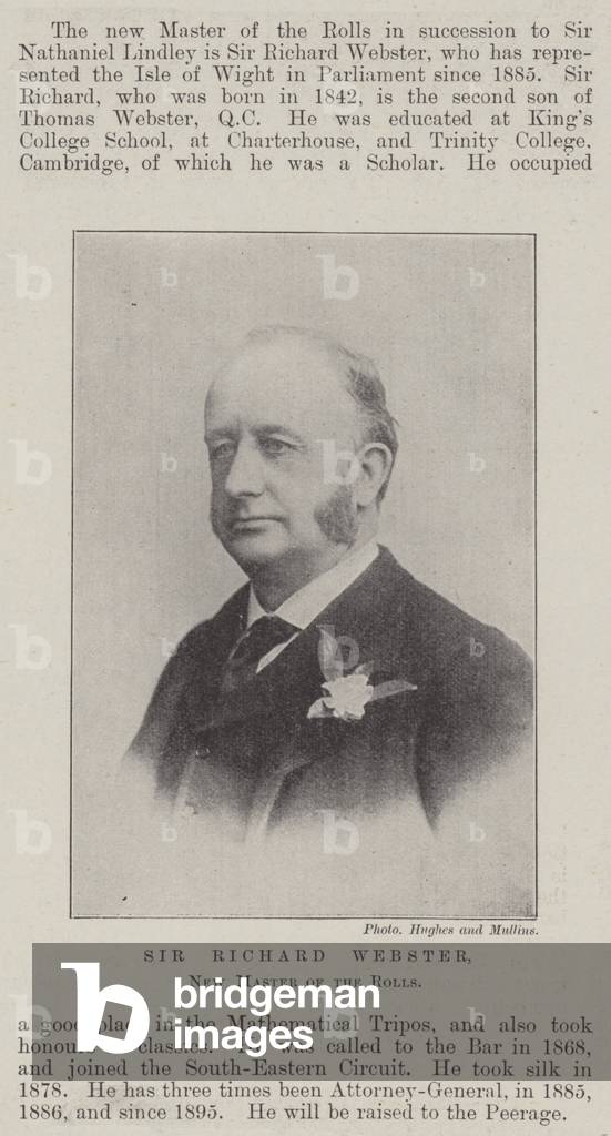 Sir Richard Webster, New Master of the Rolls (b/w photo)
