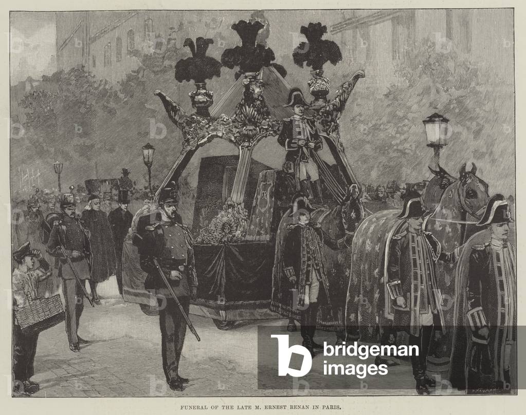 Funeral of the late M Ernest Renan in Paris (engraving)