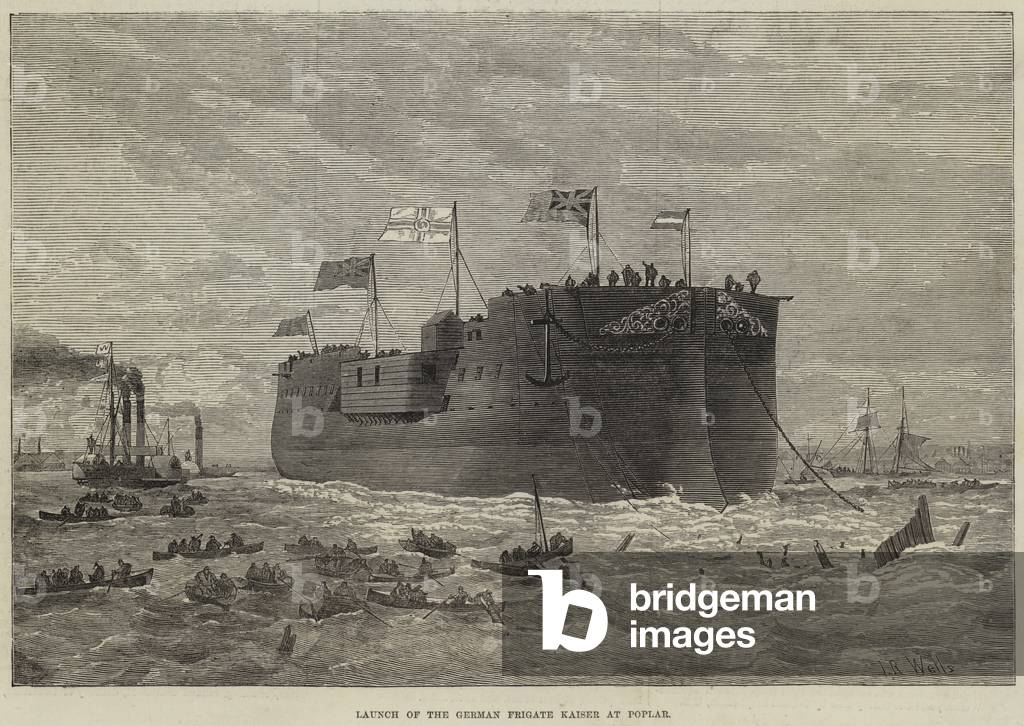 Launch of the German Frigate Kaiser at Poplar (engraving)