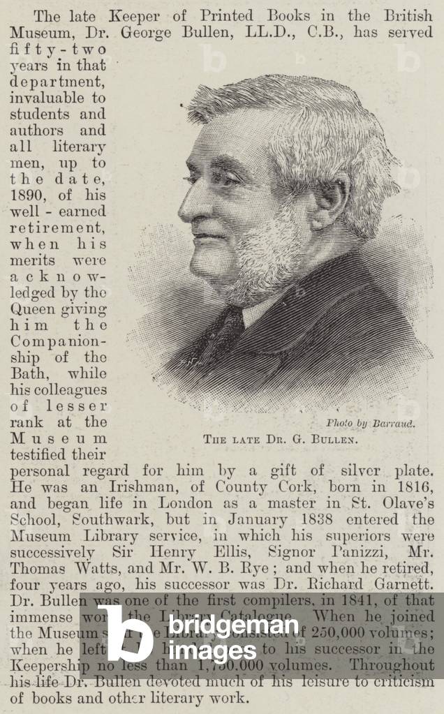 The Late Dr G Bullen (engraving)