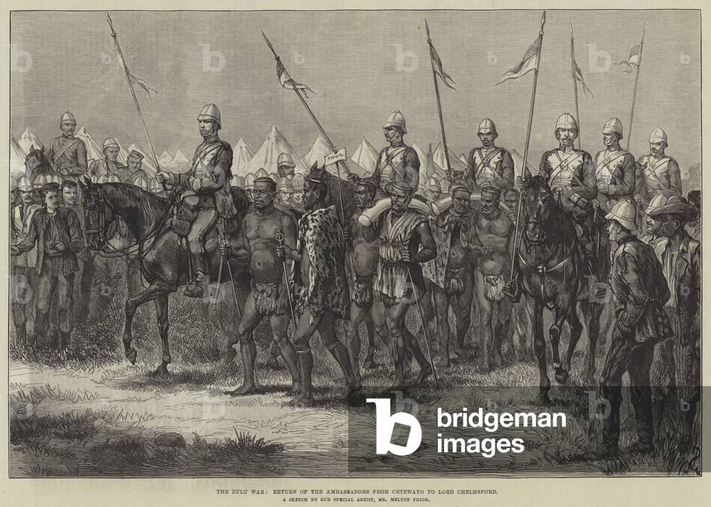 The Zulu War, Return of the Ambassadors from Cetewayo to Lord Chelmsford (engraving)