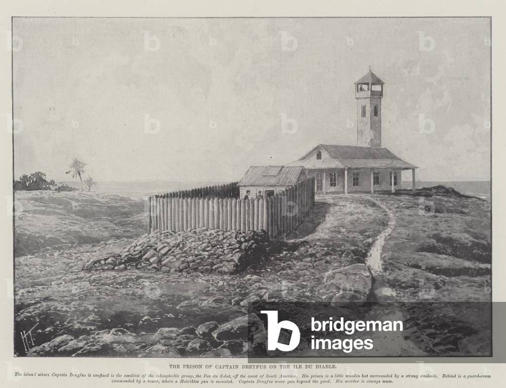 The Prison of Captain Dreyfus on the Ile du Diable (litho)