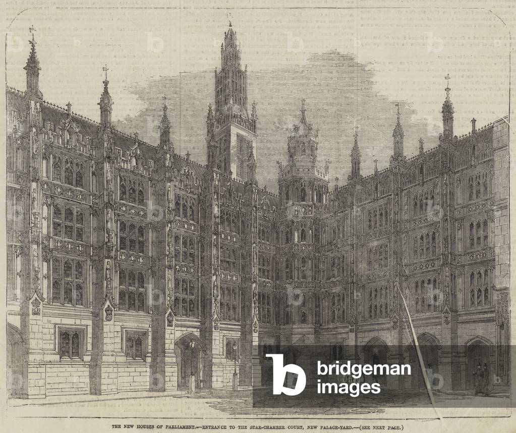 The New Houses of Parliament, Entrance to the Star-Chamber Court, New Palace-Yard (engraving)