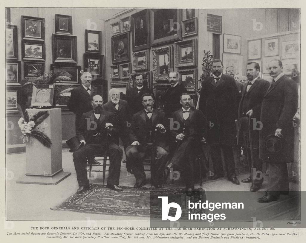 The Boer Generals and Officials of the Pro-Boer Committee at the Pro-Boer Exhibition at Scheveningen, 20 August (b/w photo)