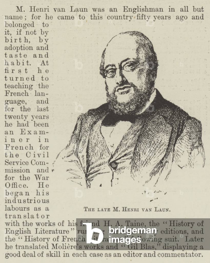 The late M Henri van Laun (engraving)
