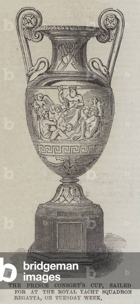 The Prince Consort's Cup, sailed for at the Royal Yacht Squadron Regatta, on Tuesday Week (engraving)