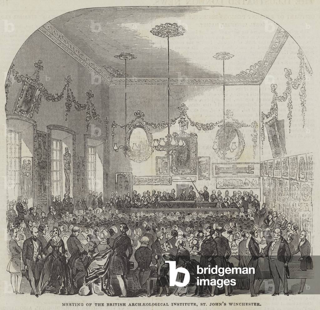 Meeting of the British Archaeological Institute, St John's Winchester (engraving)