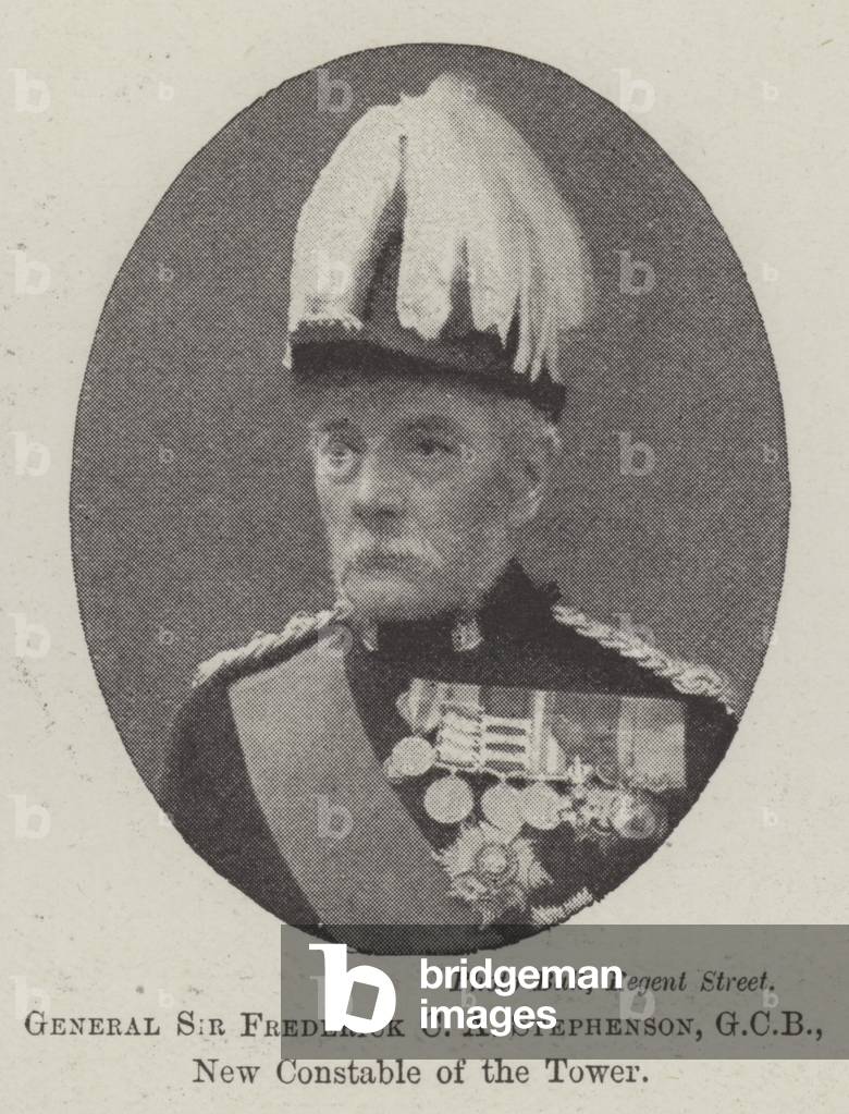 General Sir Frederick C A Stephenson, GCB, New Constable of the Tower (b/w photo)