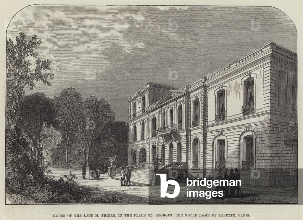 House of the late M Thiers, in the Place St Georges, Rue Notre Dame de Lorette, Paris (engraving)