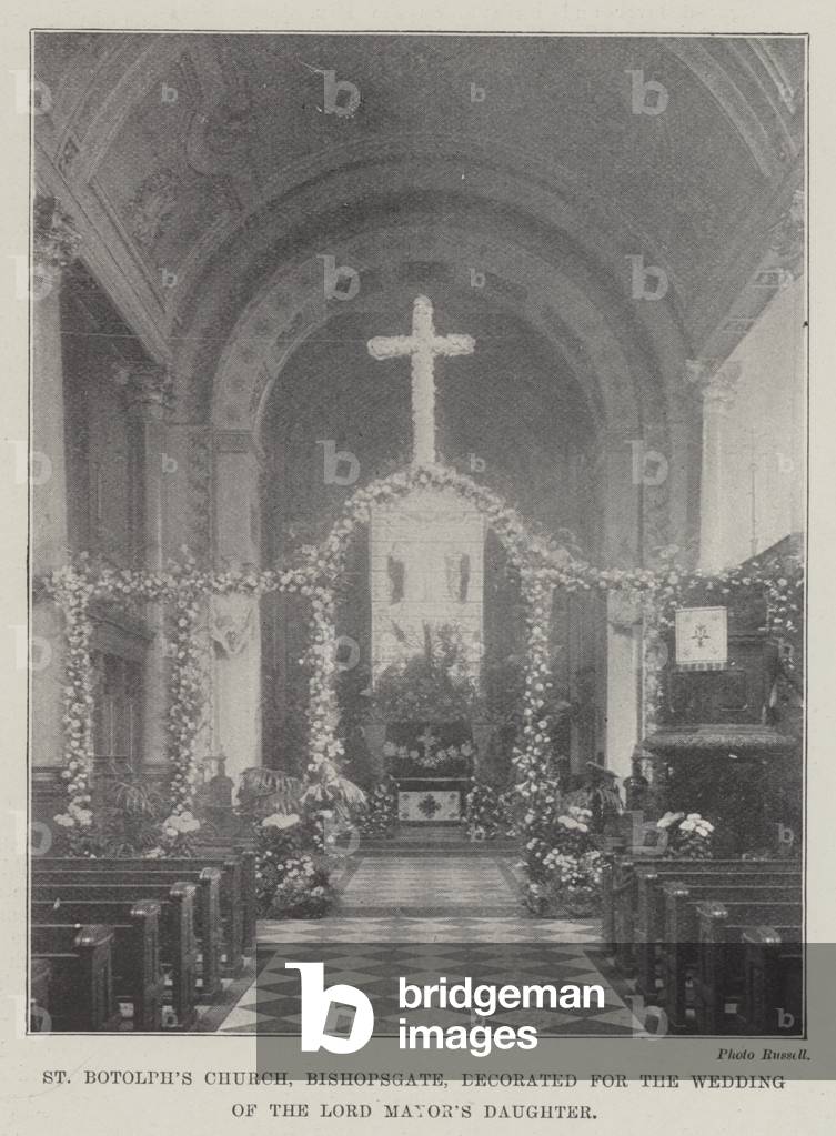St Botolph's Church, Bishopsgate, decorated for the Wedding of the Lord Mayor's Daughter (engraving)