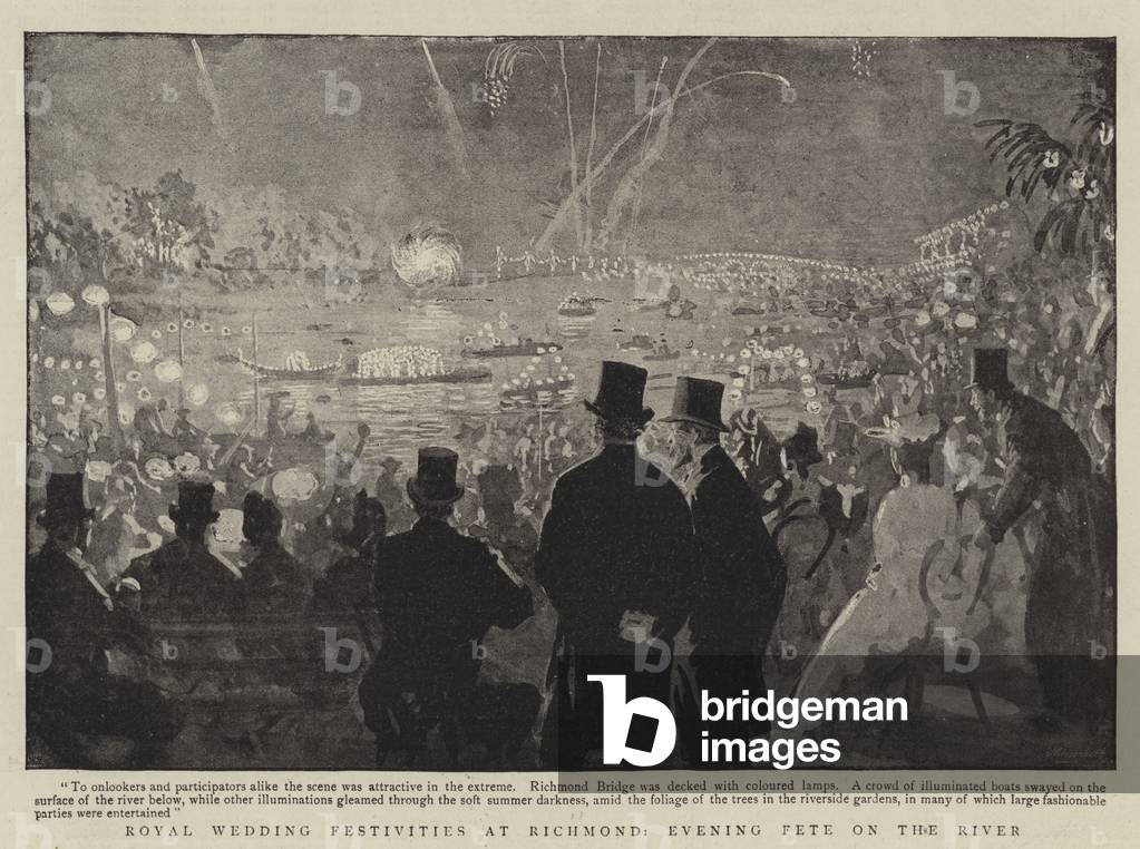 Royal Wedding Festivities at Richmond, Evening Fete on the River (engraving)