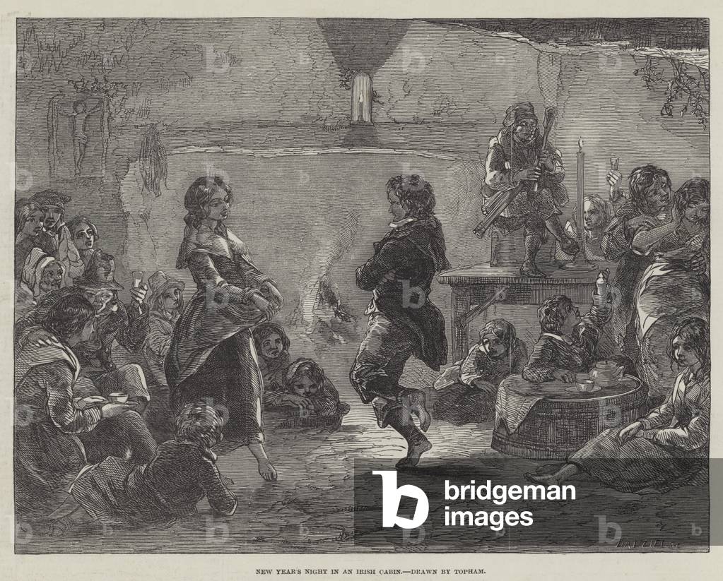 New Year's Night in an Irish Cabin (engraving)