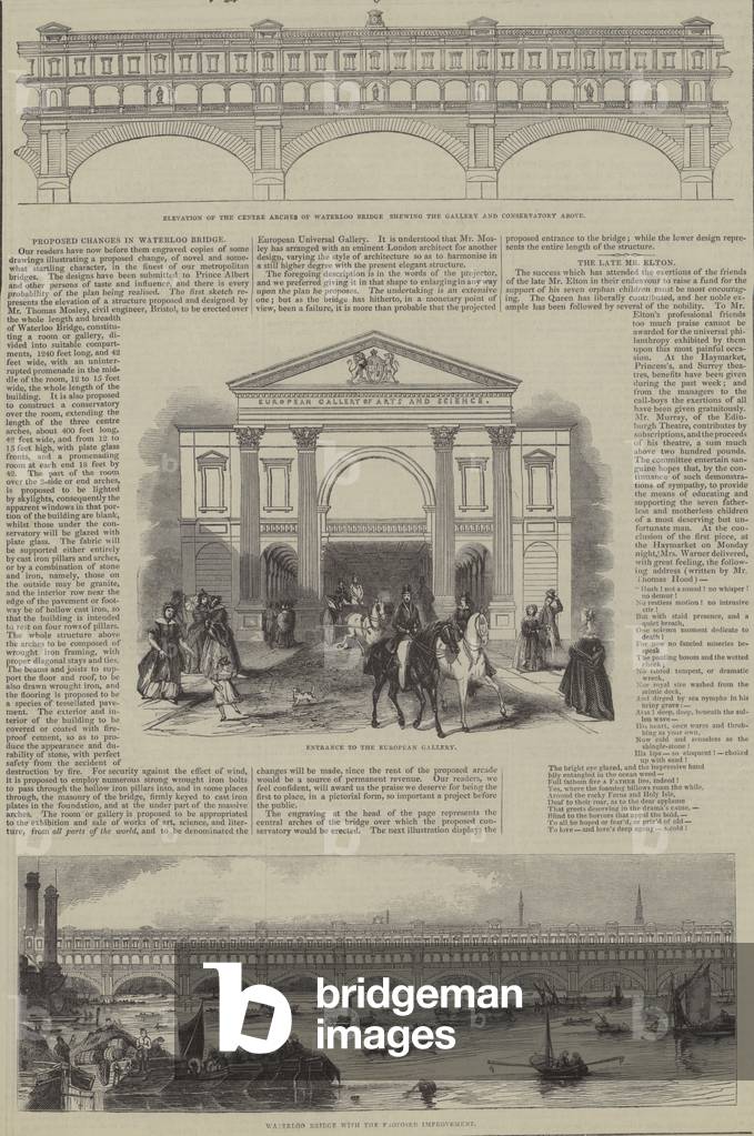 Proposed changes in Waterloo Bridge, London (engraving)