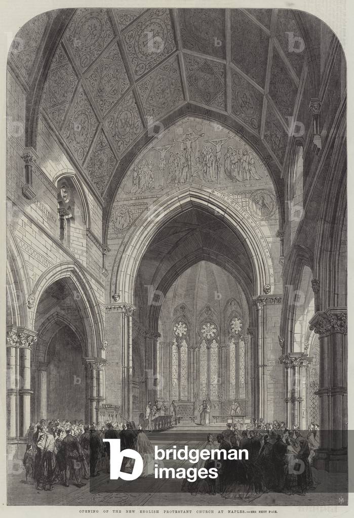 Opening of the New English Protestant Church at Naples (engraving)