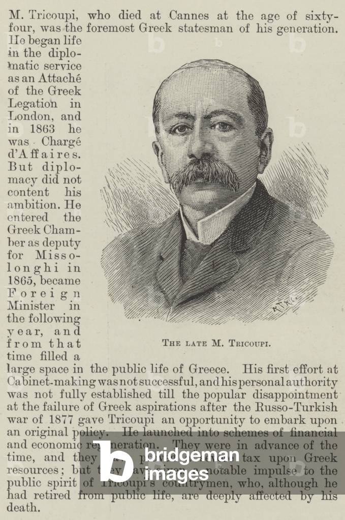 The late M Tricoupi (engraving)