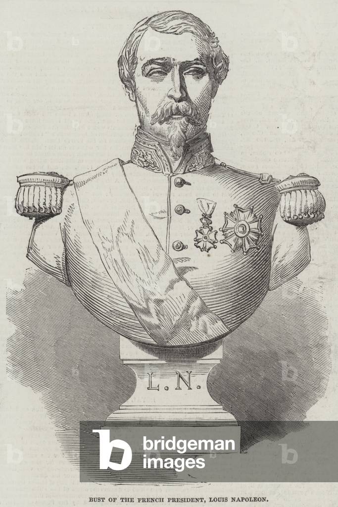 Bust of the French President, Louis Napoleon (Napoleon III) (engraving)