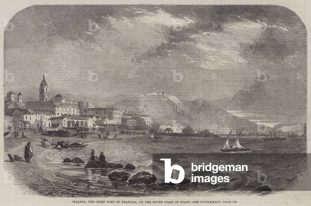 Malaga, the Chief Port of Granada, on the South Coast of Spain (engraving)