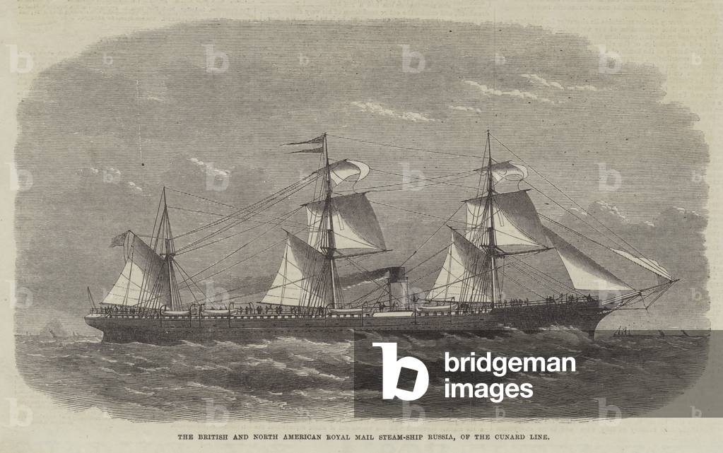 The British and North American Royal Mail Steam-Ship Russia, of the Cunard Line (engraving)
