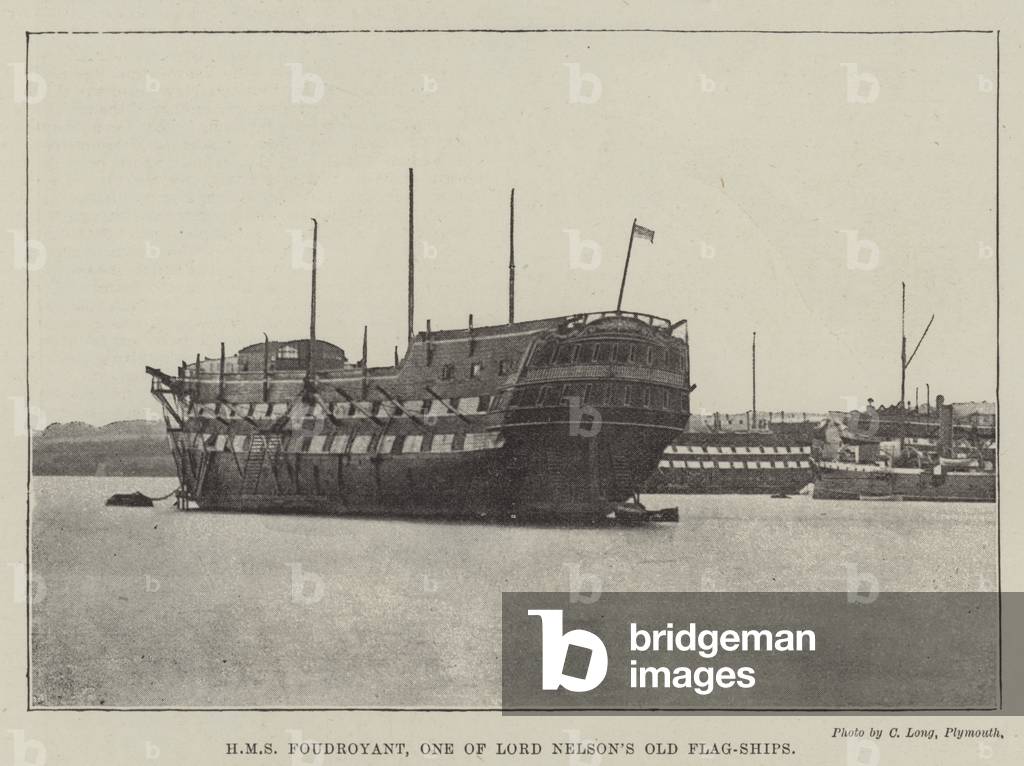HMS Foudroyant, One of Lord Nelson's Old Flag-Ships (b/w photo)