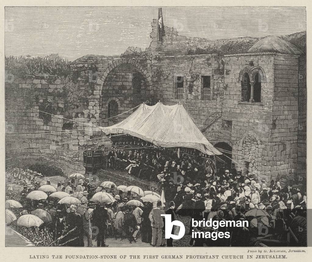 Laying the Foundation-Stone of the First German Protestant Church in Jerusalem (engraving)