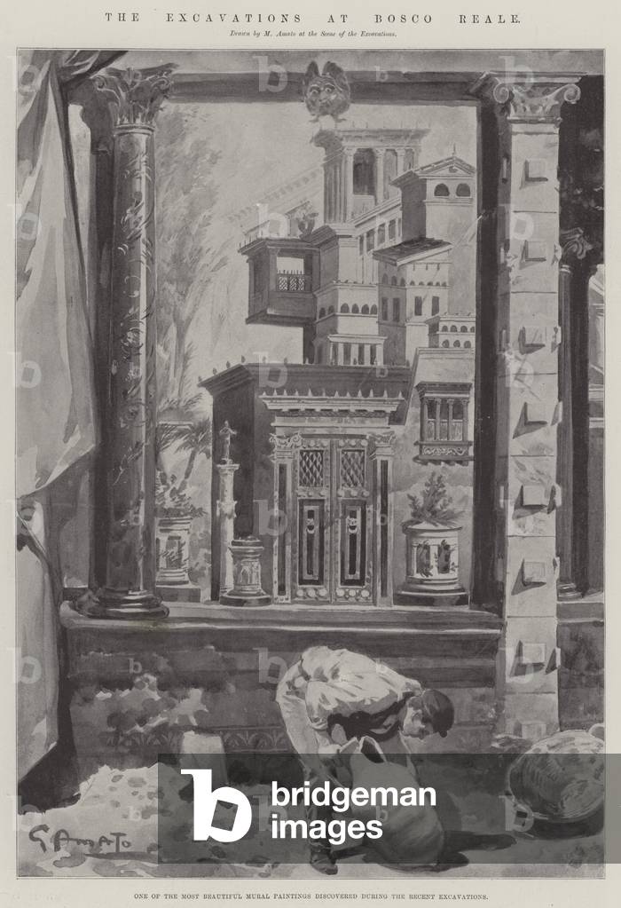 The Excavations at Bosco Reale (litho)