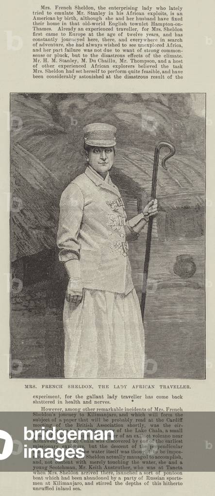 Mrs French Sheldon, the Lady African Traveller (engraving)