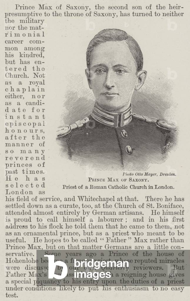 Prince Max of Saxony, Priest of a Roman Catholic Church in London (engraving)